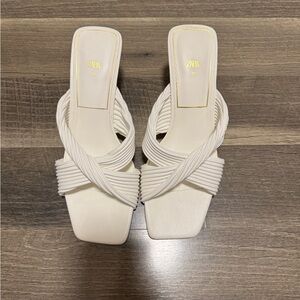 Zara Women's White Heeled Sandals